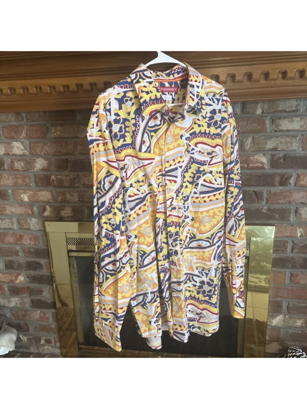 Enyce Clothing Co Long Sleeve Men’s Bright Yellow Paisley Shirt 3XL - Picture 1 of 7